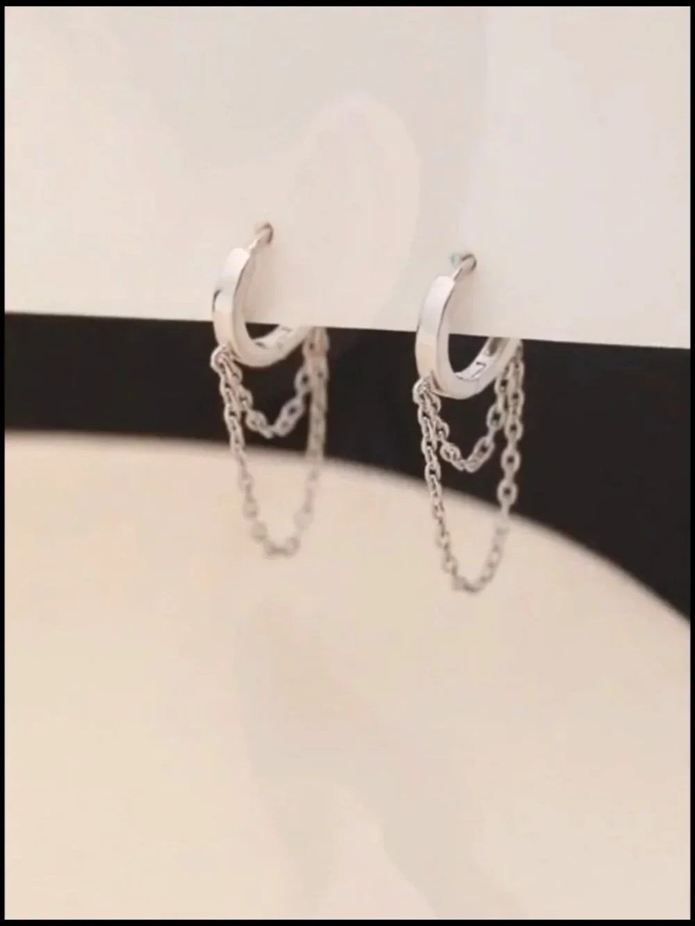 Tassel Chain Drop Dangle Small Hoop Earrings Sterling Silver Huggie Helix